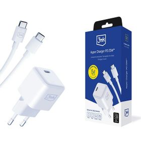 3MK Hyper Charger PD 25W ład. sieć.biała/white + 1x USB-C Cable