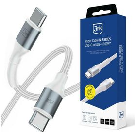 Kabel 3MK Hyper Cable N-SERIES USB-C do USB-C 2m PD 3.0 QC 3.0 20V/5A 100W Biały