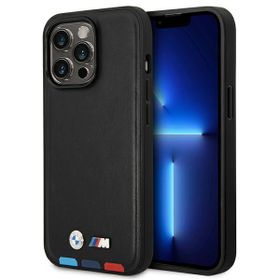 Etui BMW BMHMP14X22PTDK iPhone 14 ProMax 6,7" czarny/black Leather Stamp Tricolor Magsafe
