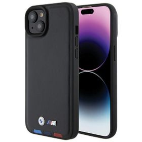 BMW BMHCP15M22PTDK iPhone 15 Plus /14 Plus 6.7" czarny/black Leather Stamp Tricolor