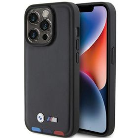 BMW BMHCP15L22PTDK iPhone 15 Pro 6.1"czarny/black Leather Stamp Tricolor