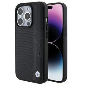 BMW BMHCP15L22RDPK iPhone 15 Pro 6.1"czarny/black hardcase Leather Textured & Stripe