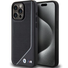 BMW BMHMP15L23PUCPK iPhone 15 Pro 6.1"czarny/black hardcase Perforated Twisted Line MagSafe
