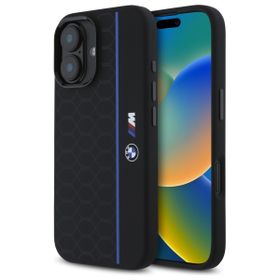 BMW BMHMP16S23SHEB iPhone 16 6.1"        czarny/black hardcase Silicone Hexagon Blue Line MagSafe
