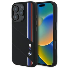 BMW BMHMP16L23SCUK iPhone 16 Pro 6.3"    czarny/black hardcase Silicone Cut Tricolor Lines MagSafe