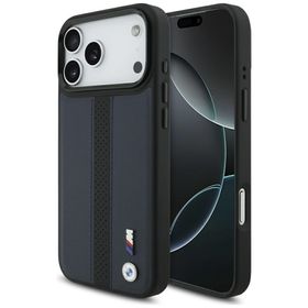 Etui BMW M Perforated Stripe Logo        MagSafe do iPhone 17 Pro Max granatowy