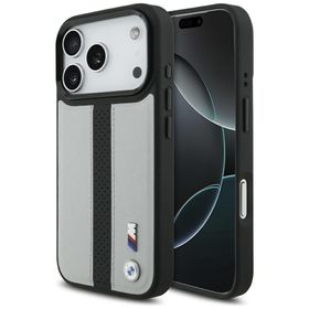 Etui BMW M Perforated Stripe Logo        MagSafe do iPhone 17 Pro szary