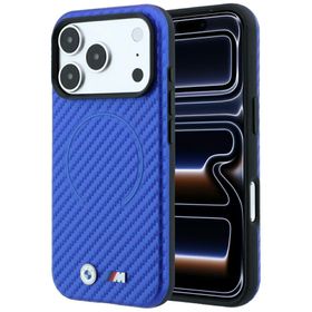 Etui BMW M Carbon Printed Ring MagSafe do iPhone 18 Pro / 17 Pro niebieski