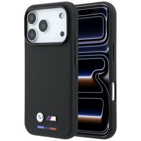 Etui BMW M Quadrille Kevlar Tricolor & Metal Logo MagSafe do iPhone 18 Pro / 17 Pro czarny