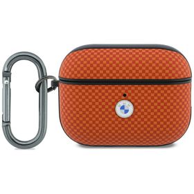 Etui BMW Textured Sign Kevlar Metal Logo do AirPods Pro 3 pomarańczowy