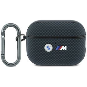 Etui BMW M Quilted Kevlar Metal Logo do AirPods Pro 3 granatowy