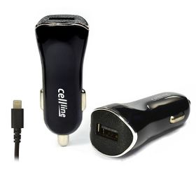 Cellline Ład. sam. 1xUSB + lightning 1Aczarna/black iPhone 6