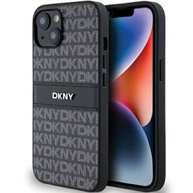 DKNY DKHCP14SPRTHSLK iPhone 14 / 15 / 136.1" czarny/black hardcase Leather Mono Stripe & Metal Logo