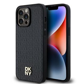 DKNY DKHMP14XPSHRPSK iPhone 14 Pro Max6.7" czarny/black hardcase Leather Monogram Pattern Metal Logo MagSafe
