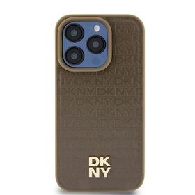DKNY DKHMP14SPSHRPSW iPhone 14 / 15 / 136.1" brązowy/brown hardcase Leather Pattern Metal Logo MagSafe