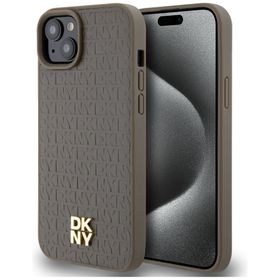 DKNY DKHMP15SPSHRPSW iPhone 15 / 14 / 136.1" brązowy/brown hardcase Leather Pattern Metal Logo MagSafe