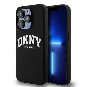 DKNY DKHMP15LSNYACH iPhone 15 Pro6.1" czarny/black hardcase Liquid Silicone White Printed Logo MagSafe