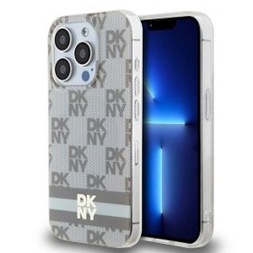 DKNY DKHMP13LHCPTSE iPhone 13 Pro / 136.1" beżowy/beige hardcase IML Checkered Mono Pattern & Printed Stripes MagSafe