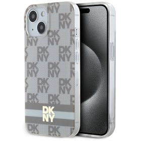 DKNY DKHMP15SHCPTSE iPhone 15 / 14 / 136.1" beżowy/beige hardcase IML Checkered Mono Pattern & Printed Stripes MagSafe