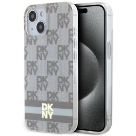 DKNY DKHMP15MHCPTSE iPhone 15 Plus /14 Plus 6.7" beżowy/beige hardcase IML Checkered Mono Pattern & Printed Stripes MagSafe