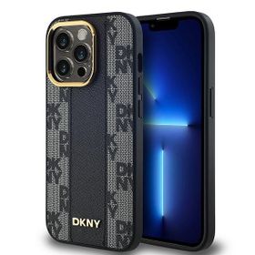 DKNY DKHMP14XPCPVSLK iPhone 14 Pro Max6.7" czarny/black hardcase Leather Checkered Mono Pattern MagSafe
