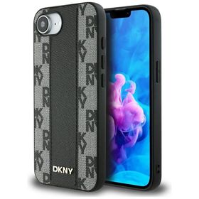 Etui DKNY Leather Checkered Mono Pattern MagSafe do iPhone 16e / 17e czarny