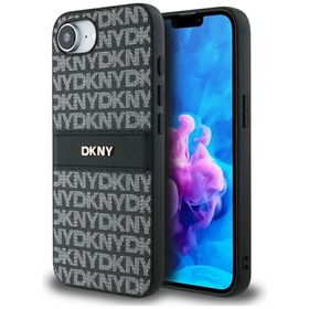 Etui DKNY Repeat Texture Pattern with    Tonal Stripe do iPhone 16e / 17e czarny