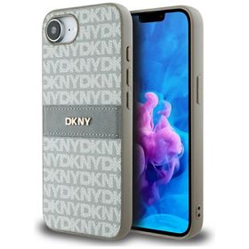 Etui DKNY Repeat Texture Pattern with    Tonal Stripe do iPhone 16e / 17e beżowy