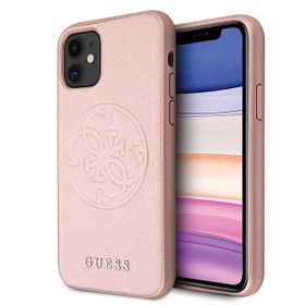Guess GUHCN61RSSASRG iPhone 11 6,1" / Xrróżowo-złoty/rose gold hard case Saffiano 4G Circle Logo