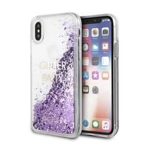 Guess GUHCPXGLUQPU iPhone X/Xsfioletowy/purple hard case Liquid Glitter Party
