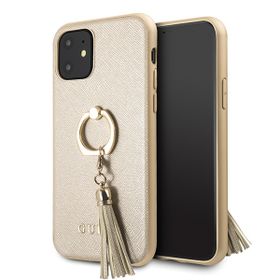 Guess GUHCN61RSSABE iPhone 11 6,1" / Xrbeige/beżowy hard case Saffiano with ring stand