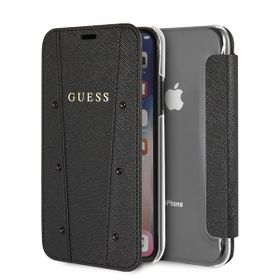 Guess GUFLBKPXKASABK iPhone X/Xsczarny/black book Kaia Saffiano