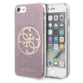 Guess GUHCI8PCUGLPI iPhone 7/8/SE 2020/ SE 2022 różowy/pink hard case Glitter 4G Circle Logo