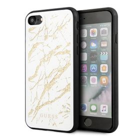 Guess GUHCI8MGGWH iPhone 7/8/SE 2020/ SE 2022 biały/white hard case Glitter Marble Glass