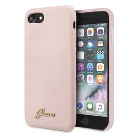Guess GUHCI8LSLMGLP iPhone 7/8/SE 2020/ SE 2022 jasnoróżowy/light pink hard case Silicone Vintage Gold Logo