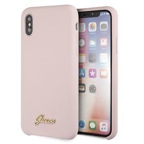Guess GUHCPXLSLMGLP iPhone X/Xsjasnoróżowy/light pink hard case Silicone Vintage Gold Logo