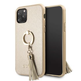 Guess GUHCN58RSSABE iPhone 11 Probeige/beżowy hard case Saffiano with ring stand