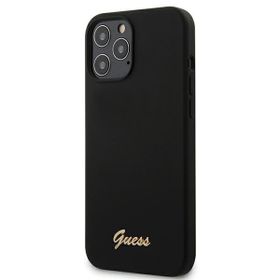 Guess GUHCP12LLSLMGBK iPhone12 Pro Max 6,7" black/czarny hardcase Silicone Script Gold Logo