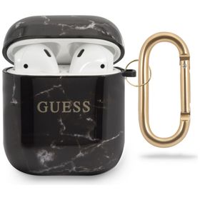 Guess GUACA2TPUMABK AirPods 1/2 cover czarny/black Marble Collection