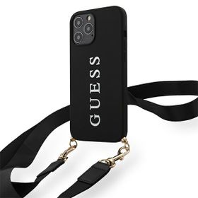 Guess GUHCP12MPUSTCRBK iPhone 12/12 Pro6,1" black/czarny hardcase Silicone Printed Logo Strap
