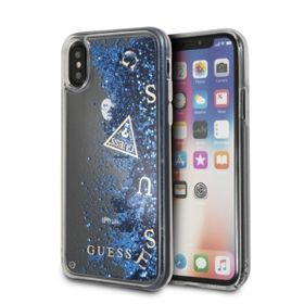 Guess GUHCPXGLUFLBL iPhone X purple/ fioletowy hard case Glitter Liquid