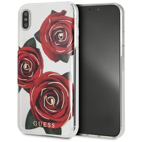 Guess GUHCI65ROSTR iPhone Xs Maxtransparent hard case Flower Desire red roses