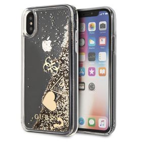 Guess GUHCPXGLHFLGO iPhone X/Xsgold/złoty hard case Glitter Hearts