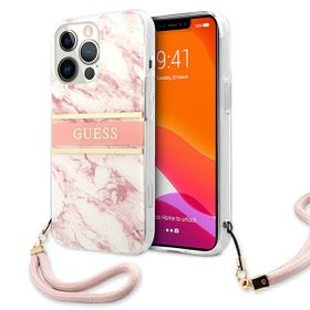 Guess GUHCP13LKMABPI iPhone 13 Pro / 136,1" różowy/pink hardcase Marble Strap Collection