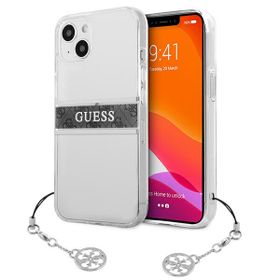 Guess GUHCP13MKB4GGR iPhone 13 / 14 / 156.1" Transparent hardcase 4G Grey Strap Charm