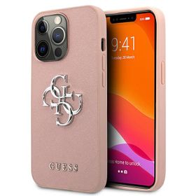 Guess GUHCP13LSA4GSPI iPhone 13 Pro / 136,1" różowy/pink hardcase Saffiano 4G Metal Logo