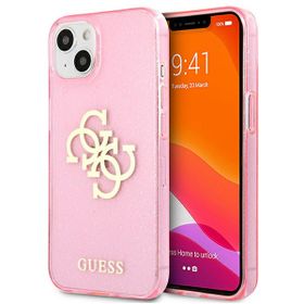 Guess GUHCP13MPCUGL4GPI iPhone 13 / 14 /15 6.1" różowy/pink hard case Glitter 4G Big Logo