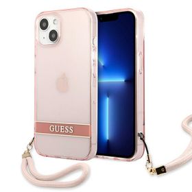 Guess GUHCP13MHTSGSP iPhone 13 / 14 / 156.1" różowy/pink hardcase Translucent Stap