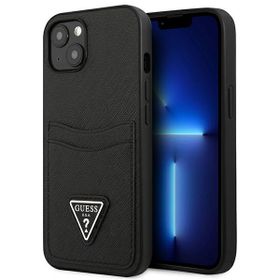 Guess GUHCP13SPSATPK iPhone 13 mini 5,4"czarny/black hardcase SaffianoTriangle Logo Cardslot