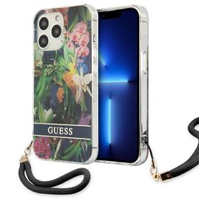 Guess GUHCP13XHFLSB iPhone 13 Pro Max6,7" niebieski/blue hardcase Flower Strap